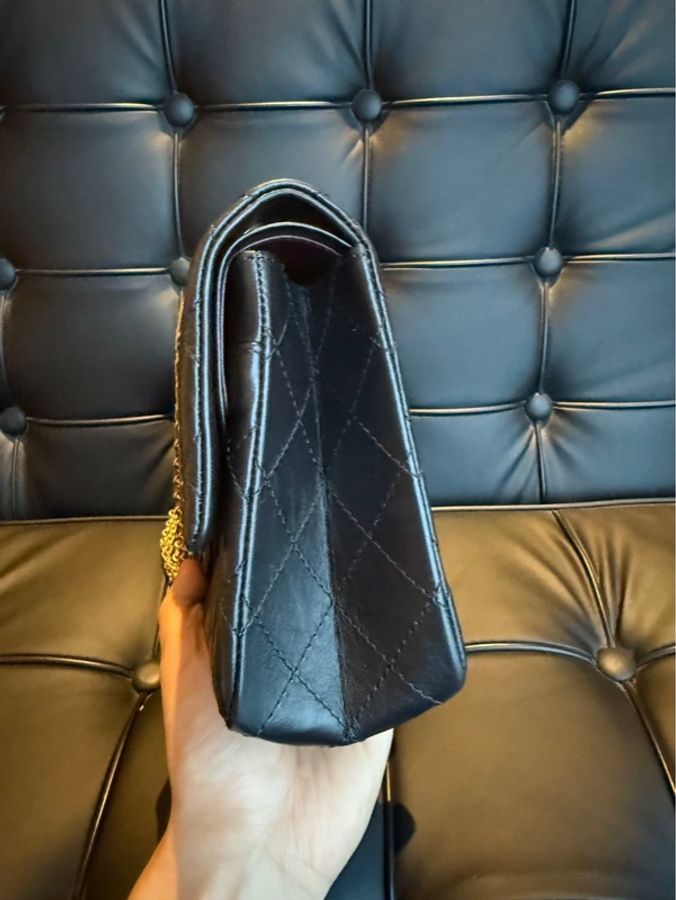 Chanel 香奈兒黑金2.55鏈條包 雙蓋紅色皮內里-3
