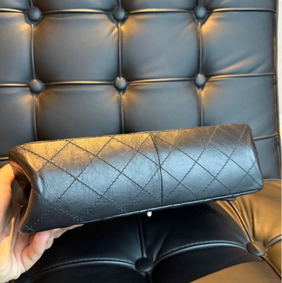 Chanel 香奈兒黑金2.55鏈條包 雙蓋紅色皮內里-12