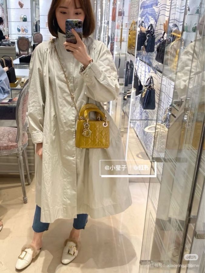 【威選精品】💛 Dior 漆皮 Lady Dior 三格|芥末黃・金扣-6
