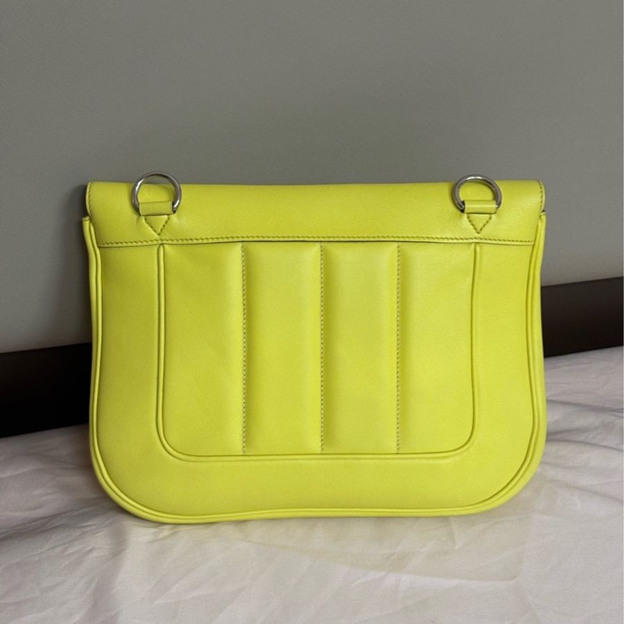 Hermes • Berline 28 檸檬黃銀釦 Evercolor皮-3