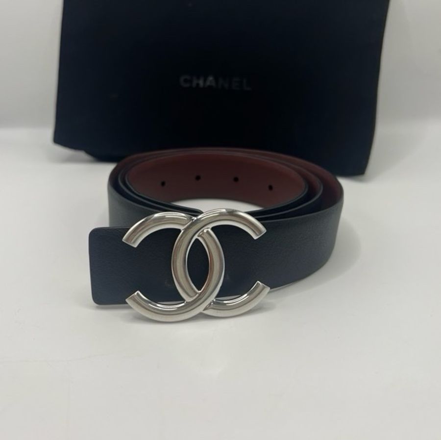 香奈儿Chanel经典款银色大logo双面腰带皮带尺寸 宽3cm长75/80/85/cm,無盒無塵袋-5