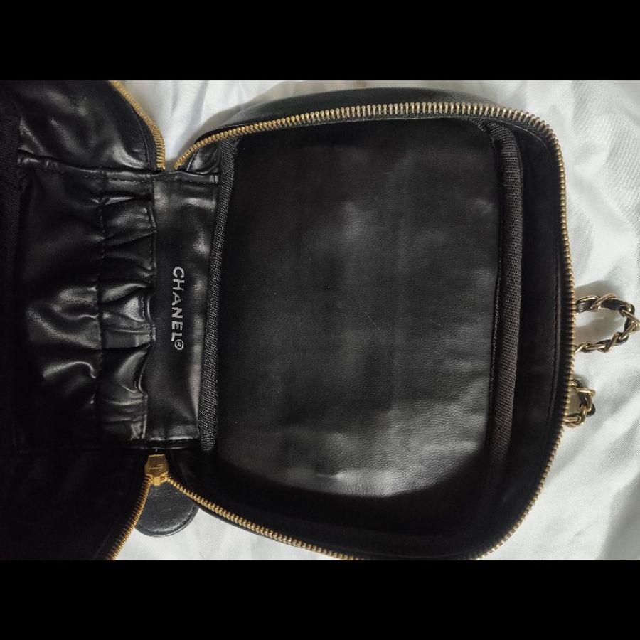 CHANEL 黑色 化妝包 老香 vintage-12