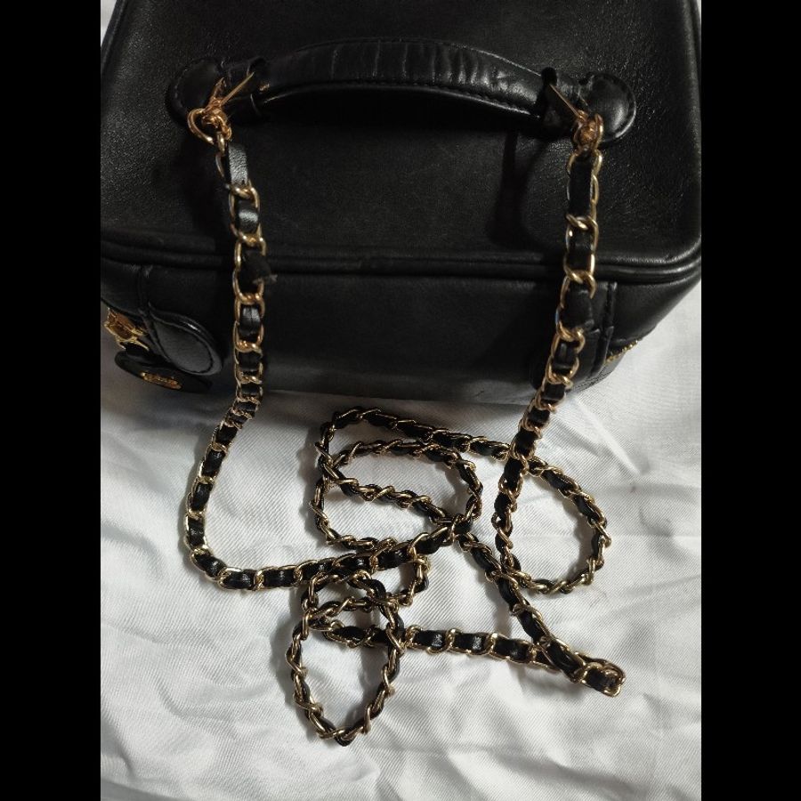 CHANEL 黑色 化妝包 老香 vintage-15