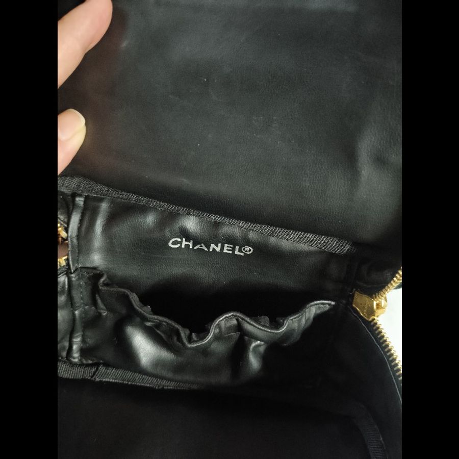 CHANEL 黑色 化妝包 老香 vintage-16