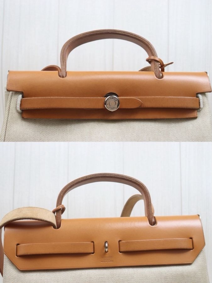 「JL精品代購」95新 Hermes 愛馬仕白色拼皮Herbag PM 帶替換袋 (買一包有兩包用😍)-11