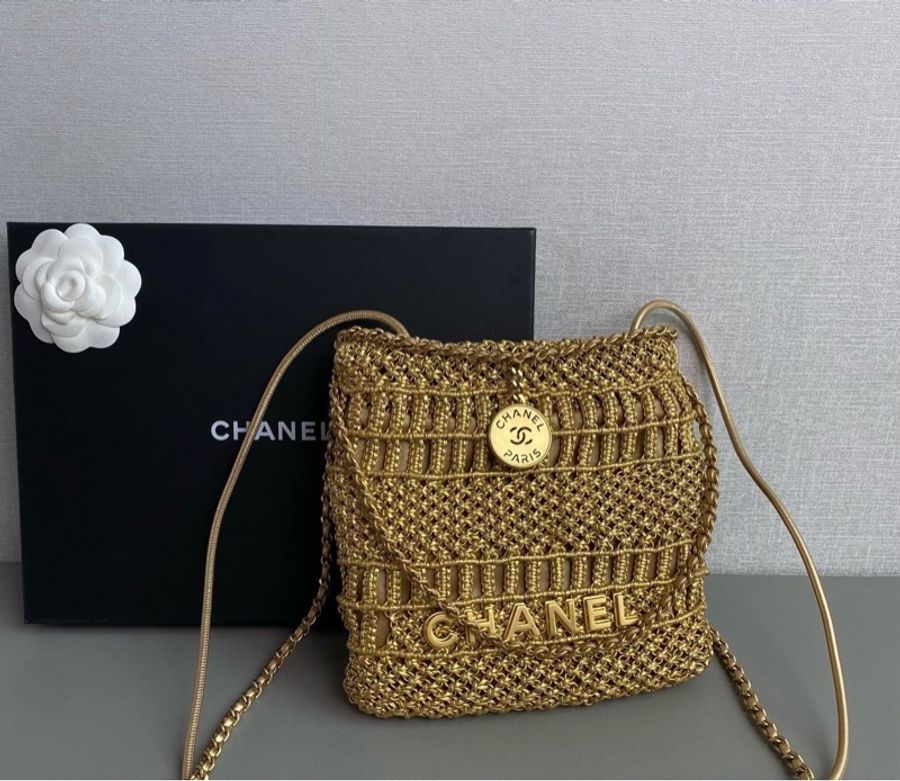 【威選精品】🖤 CHANEL 金色編織 Mini 22 Bag|稀有金色編織款・芯片版-6