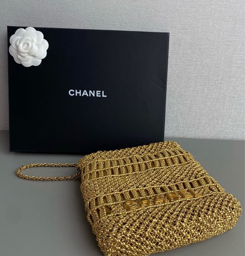 【威選精品】🖤 CHANEL 金色編織 Mini 22 Bag|稀有金色編織款・芯片版-8
