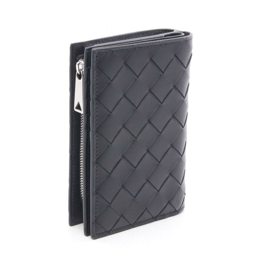 BOTTEGA VENETA Intrecciato 雙折皮夾 796958VCPQ48803 皮革 黑色 全新 男士-1