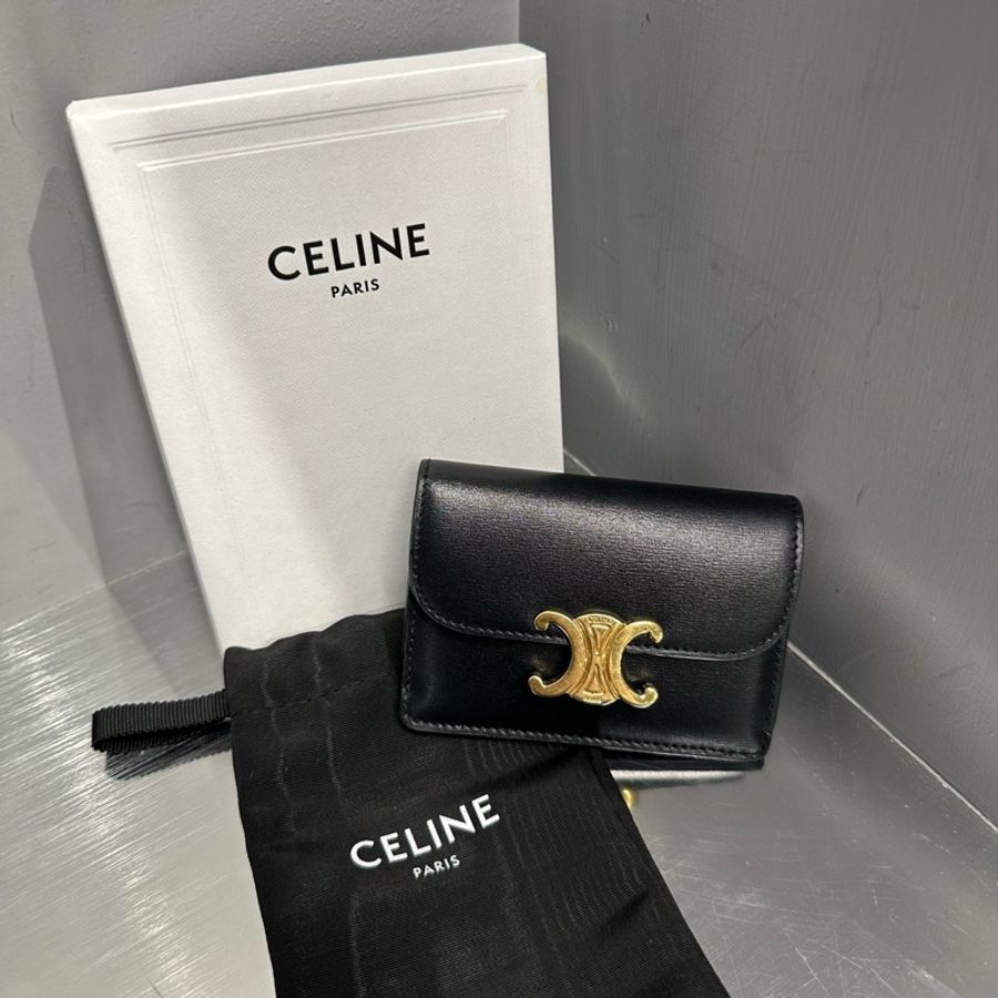 Celine Triomphe 凱旋門金扣 翻蓋卡包零錢包|Classic Trend CT精品|台北東區實體-0