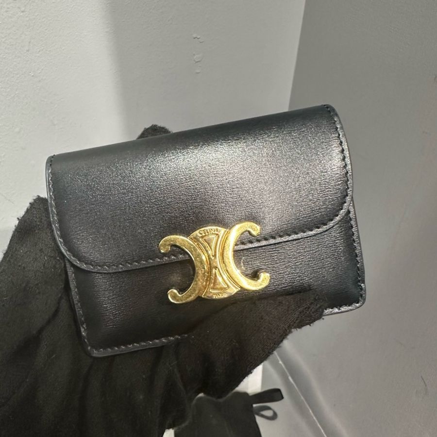 Celine Triomphe 凱旋門金扣 翻蓋卡包零錢包|Classic Trend CT精品|台北東區實體-1