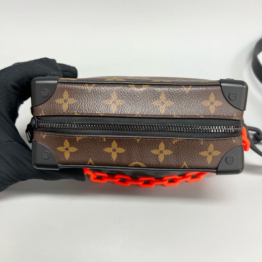 Louis Vuitton 路易威登 mini soft trunk 老花拼橙色鏈條盒子包 單肩斜挎包 尺寸18.5*13*8cm-12