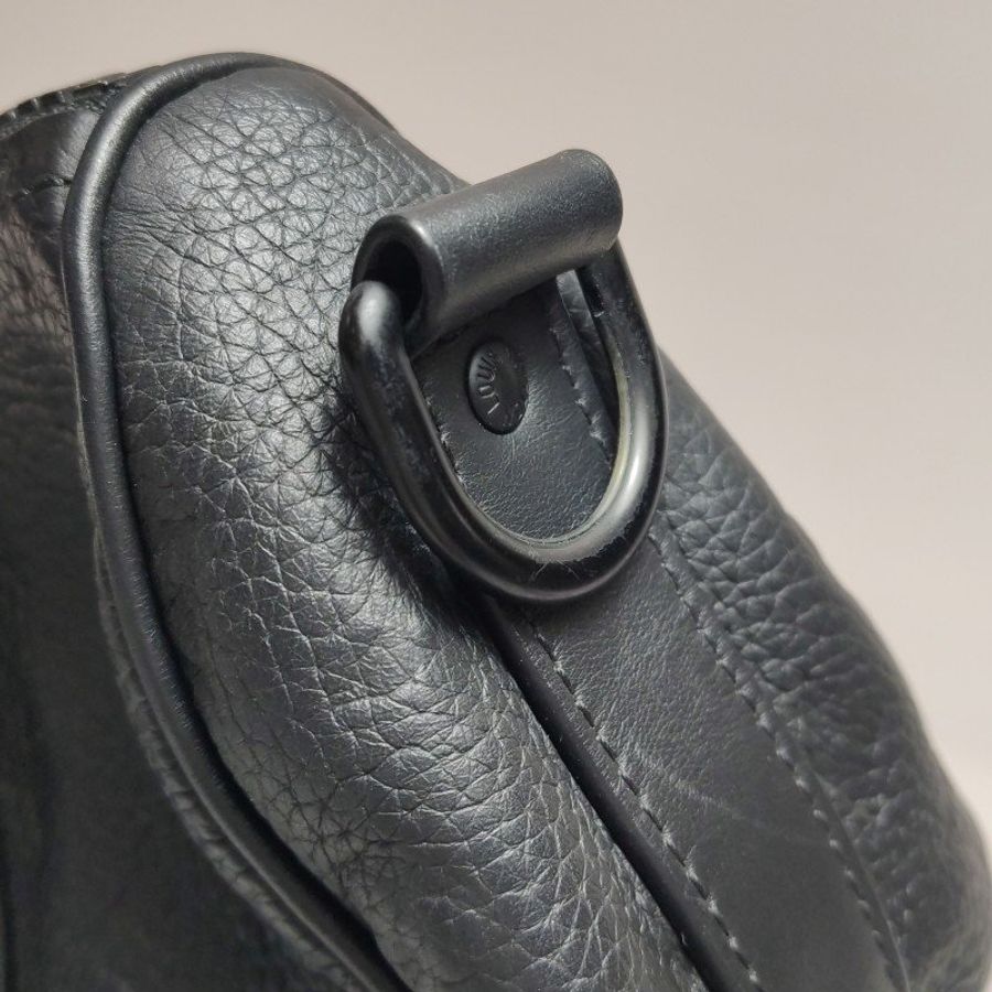 Louis Vuitton (LV) Keepall25牛皮純色老花壓紋加強飾帶斜背包單肩包晶片款-12