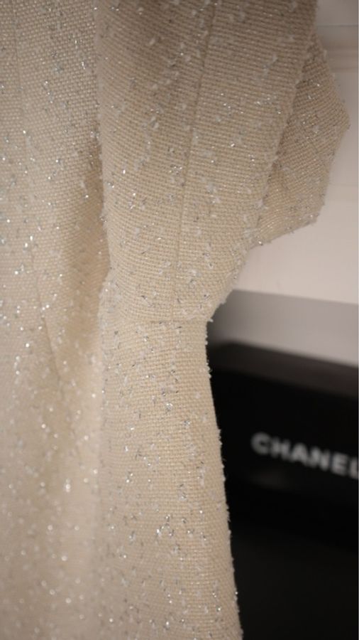 Chanel 99年米黄色细闪两口袋上衣外套-21
