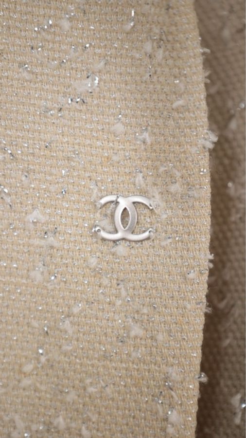 Chanel 99年米黄色细闪两口袋上衣外套-27