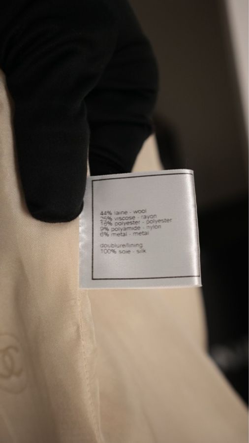 Chanel 99年米黄色细闪两口袋上衣外套-30