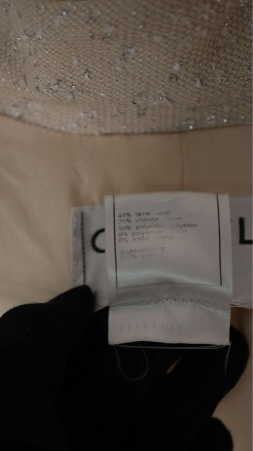 Chanel 99年米黄色细闪两口袋上衣外套-31