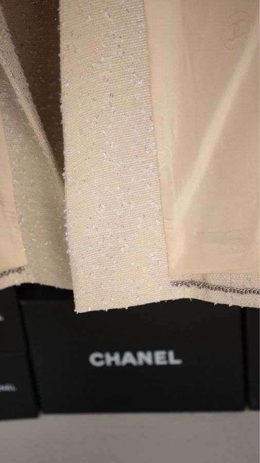 Chanel 99年米黄色细闪两口袋上衣外套-41