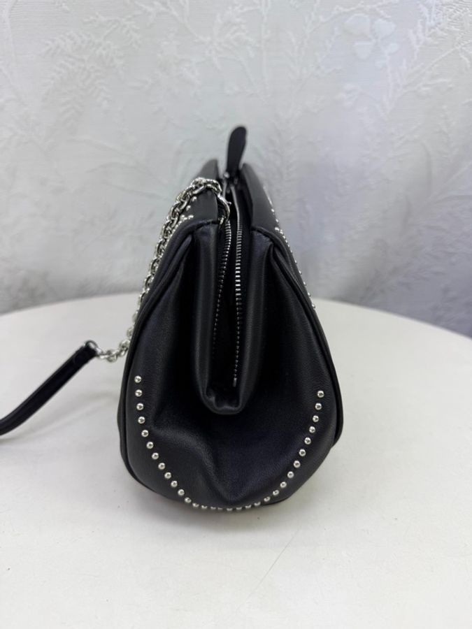 Salvatore Ferragamo Black Studded Gancino Soft Pouch-1