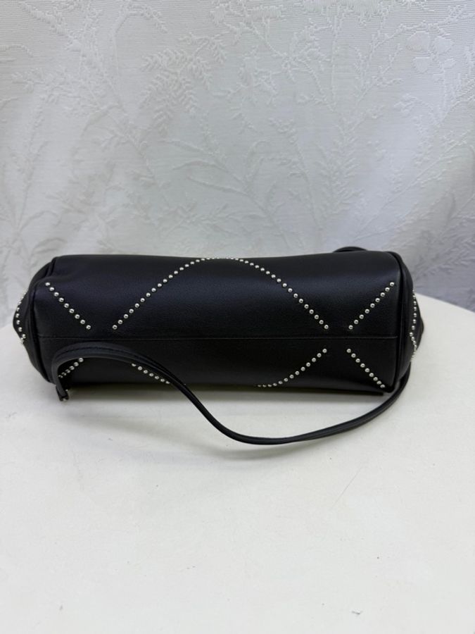 Salvatore Ferragamo Black Studded Gancino Soft Pouch-2