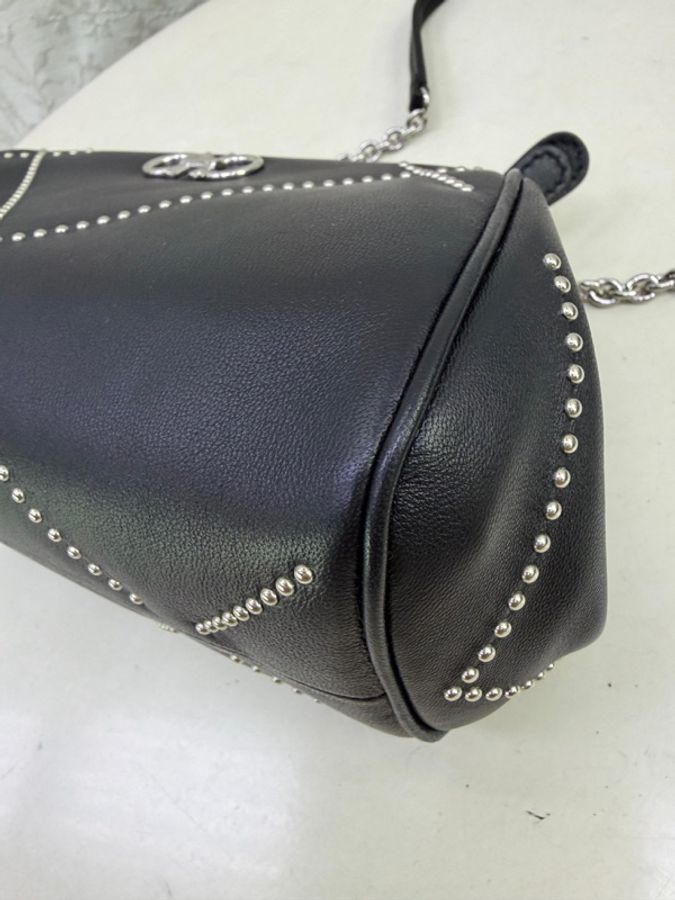 Salvatore Ferragamo Black Studded Gancino Soft Pouch-3