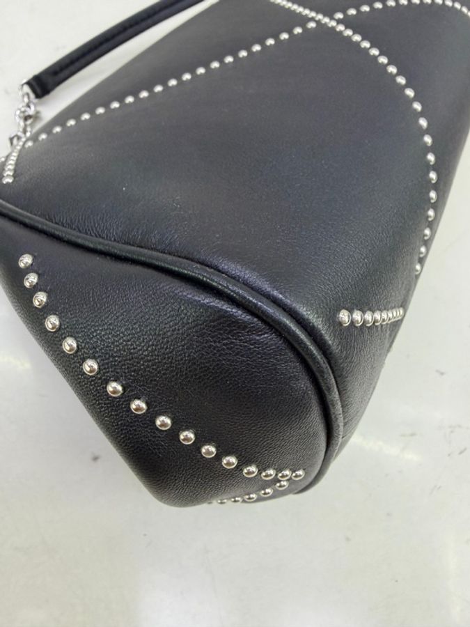 Salvatore Ferragamo Black Studded Gancino Soft Pouch-4