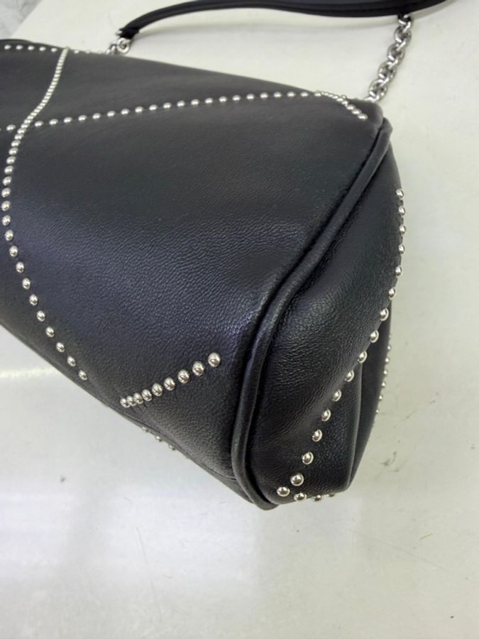 Salvatore Ferragamo Black Studded Gancino Soft Pouch-5