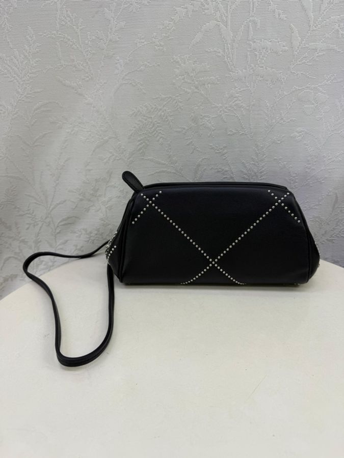 Salvatore Ferragamo Black Studded Gancino Soft Pouch-8