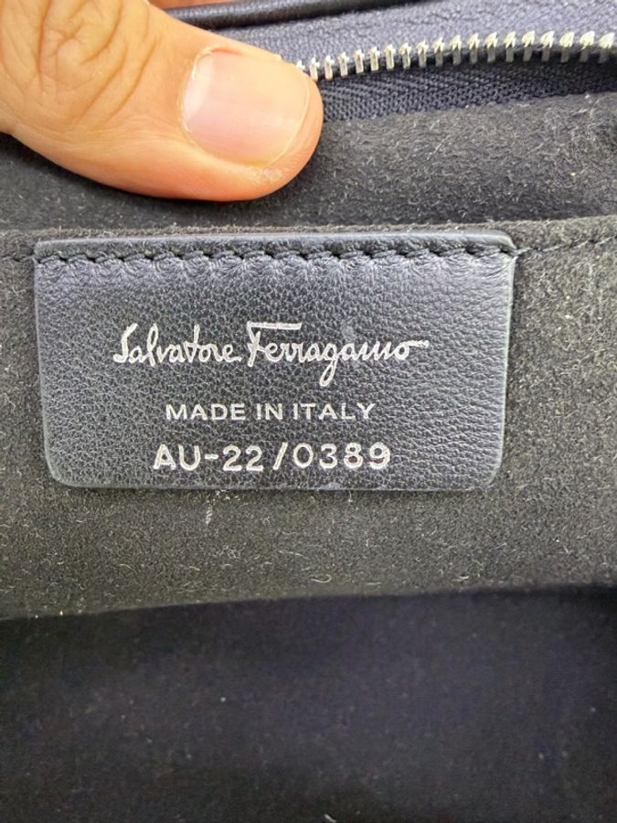 Salvatore Ferragamo Black Studded Gancino Soft Pouch-9