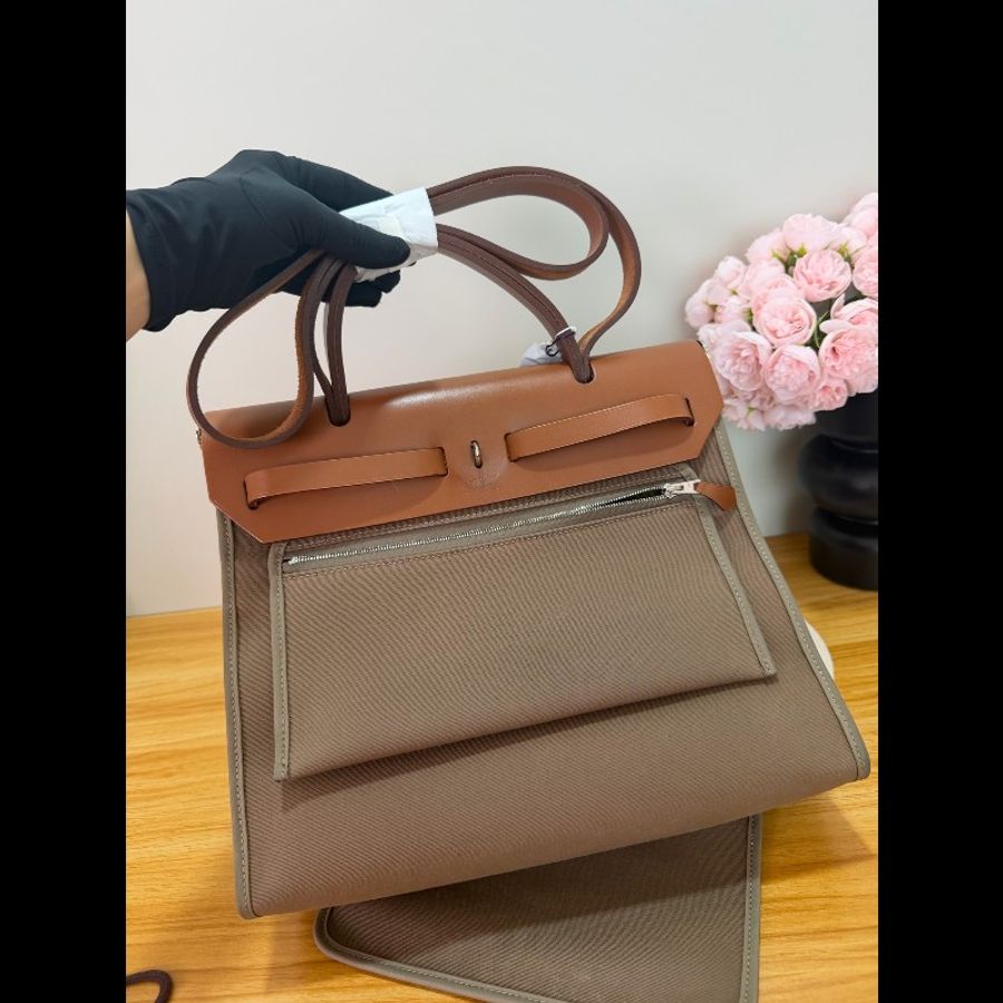 HERMÈS/愛馬仕 Herbag zip 31 銀扣 鎖與鑰匙齊全-5