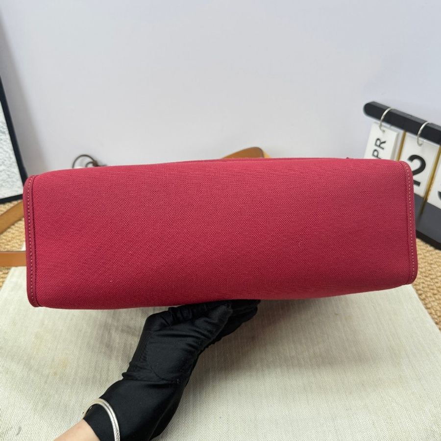 Hermès/愛馬仕 Herbag31 帆布拼皮紅棕配色-5