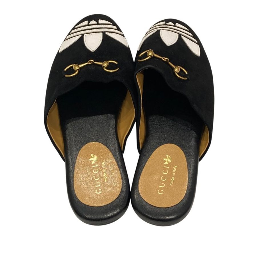 GUCCI 古馳 ADIDAS X GUCCI 聯名系列 SUEDE HORSEBIT MULES 馬銜扣穆勒鞋 麂皮 黑色-2