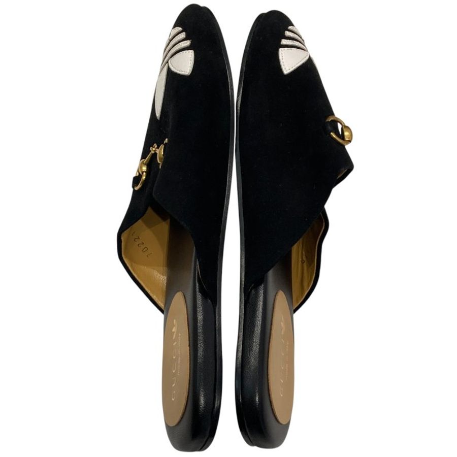 GUCCI 古馳 ADIDAS X GUCCI 聯名系列 SUEDE HORSEBIT MULES 馬銜扣穆勒鞋 麂皮 黑色-7