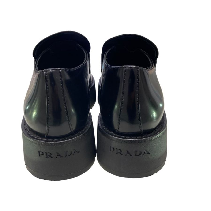 PRADA 普拉達 1D246M CHOCOLATE BRUSHED LEATHER LOAFERS 樂福鞋 拋光皮革 黑色-2