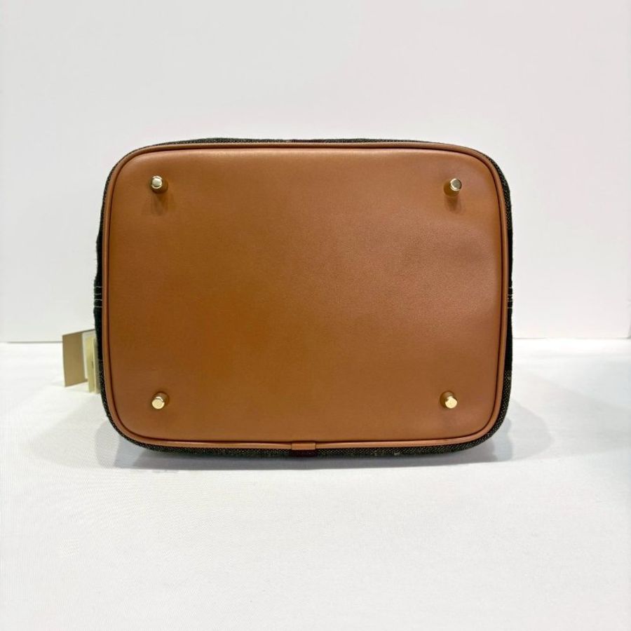 BURBERRY 全新格紋棉麻子母水桶包-7