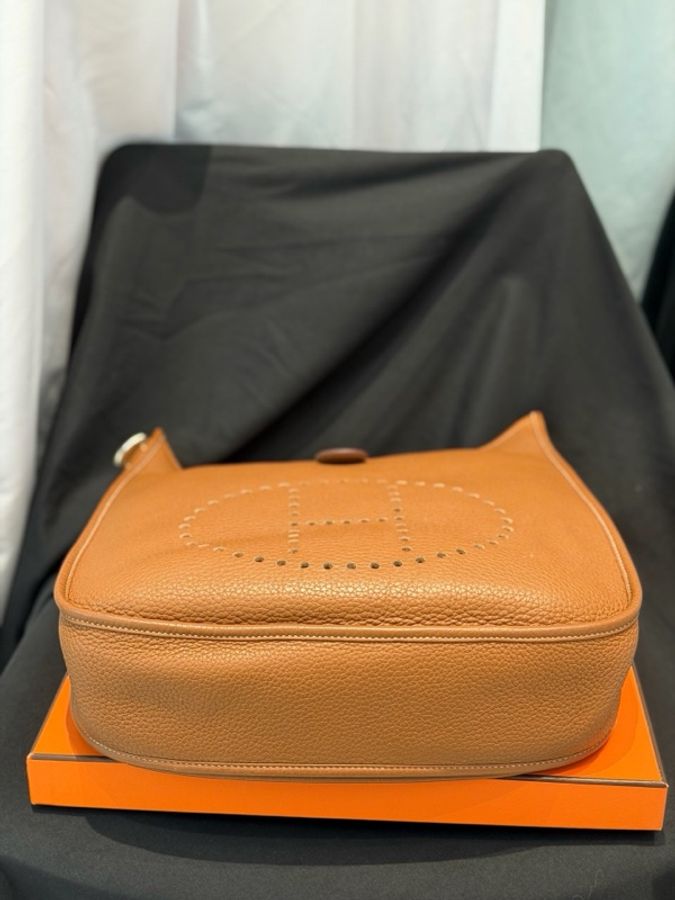 hermes 愛馬仕evelyne伊芙琳29金棕銀扣 框R刻-2