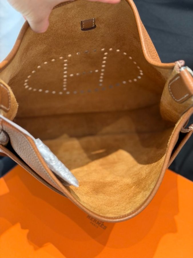 hermes 愛馬仕evelyne伊芙琳29金棕銀扣 框R刻-3