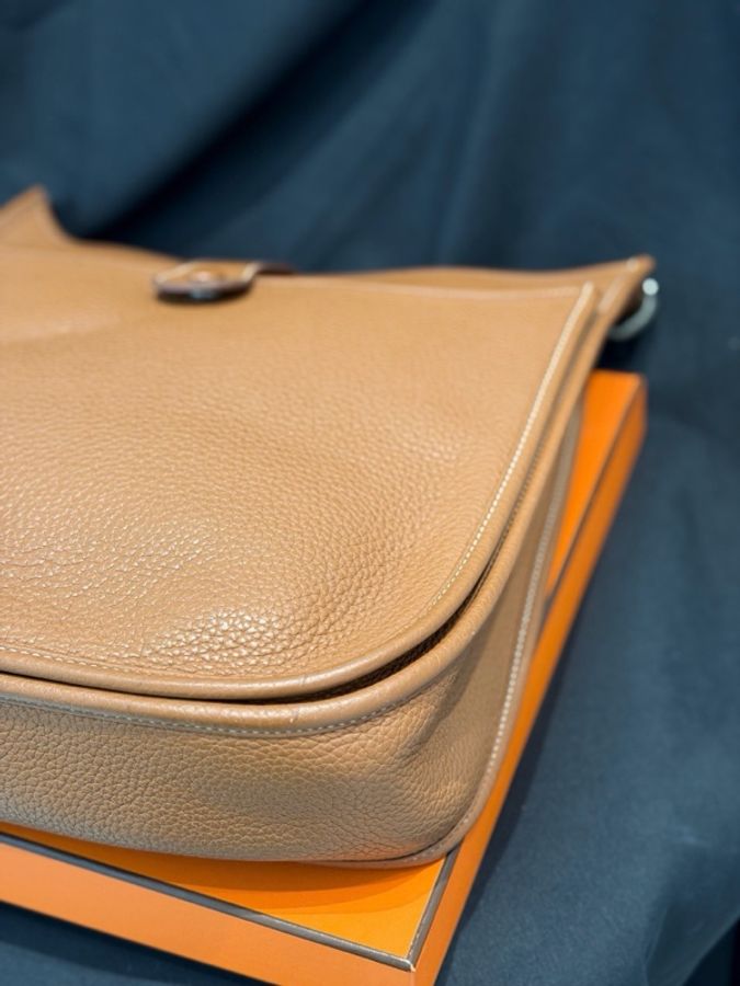 hermes 愛馬仕evelyne伊芙琳29金棕銀扣 框R刻-6