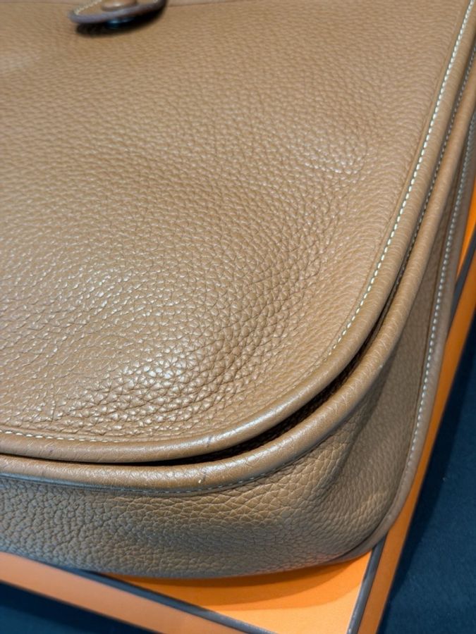 hermes 愛馬仕evelyne伊芙琳29金棕銀扣 框R刻-10