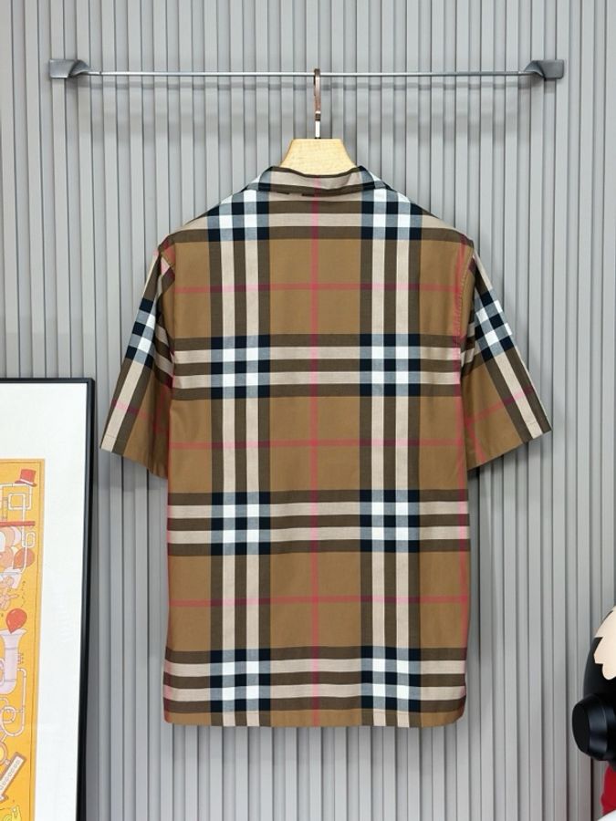 BURBERRY 巴寶莉 卡其色格紋休閒襯衫 短袖-1