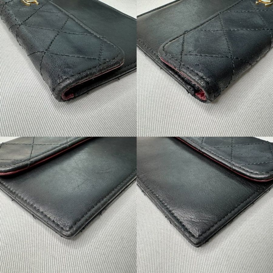 CHANEL Vintage老香黑金羊雙C鏈帶包-11