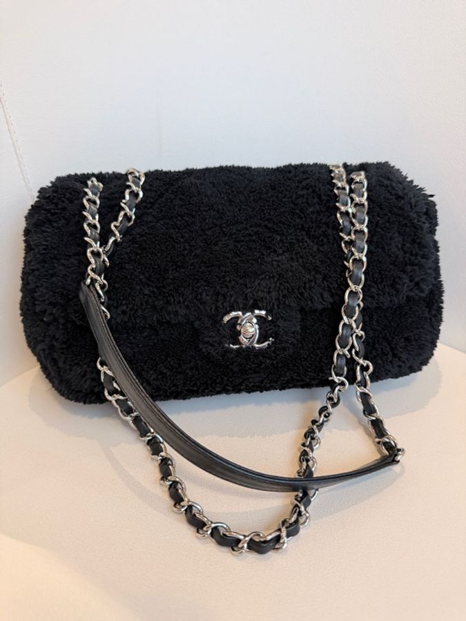CHANEL✨毛巾布經典CF鏈條包翻蓋包單蓋包-8