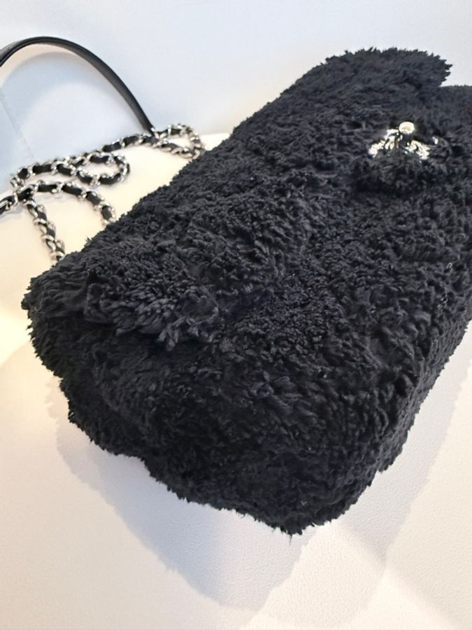 CHANEL✨毛巾布經典CF鏈條包翻蓋包單蓋包-11