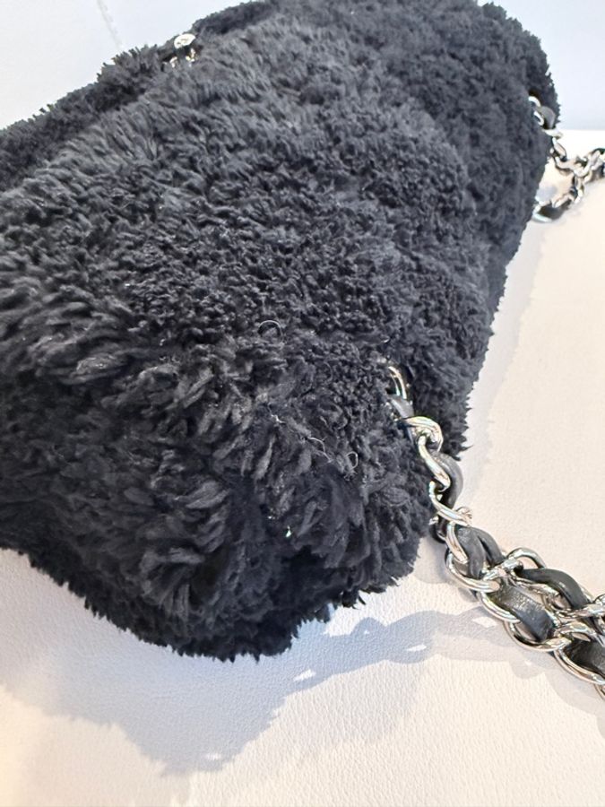 CHANEL✨毛巾布經典CF鏈條包翻蓋包單蓋包-13