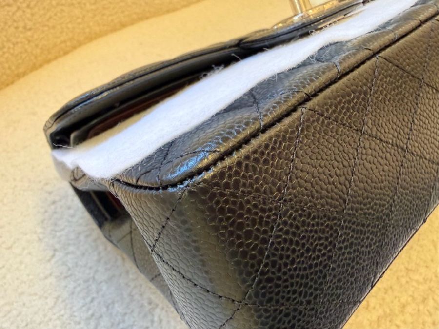Chanel香奈兒黑銀荔枝紋牛皮小號CF,99新晶片款,2024年10月份購買,尺寸 23*14.5*6-4