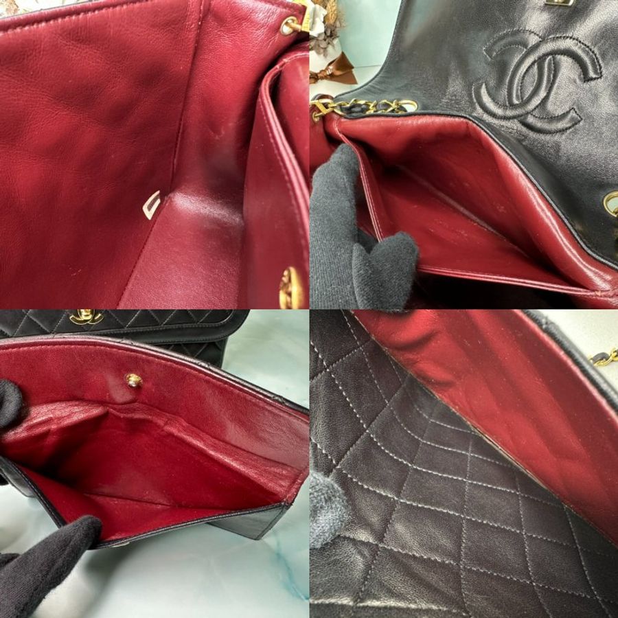 CHANEL Vintage老香黑金雙C鏈帶包-6
