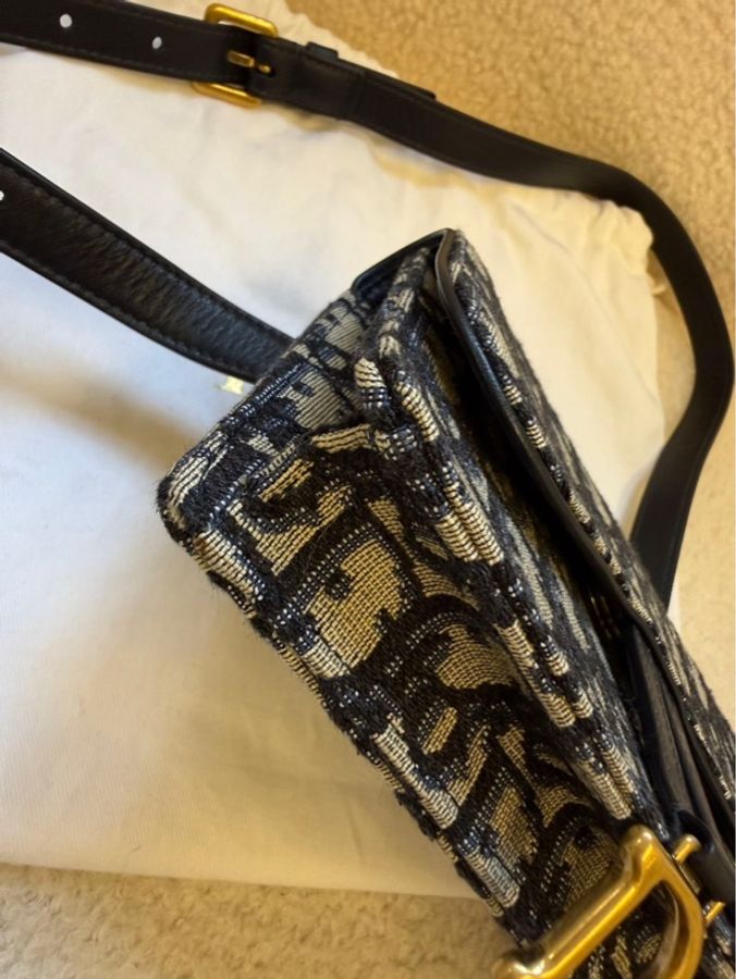 Dior 迪奧 Saddle 刺繡馬鞍包,經典老花 Oblique 印花,附腰帶,可單肩/斜挎/胸包,女款-5