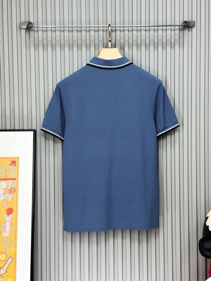 PRADA 普拉達 霧霾藍休閒polo衫 短袖 100%棉-2