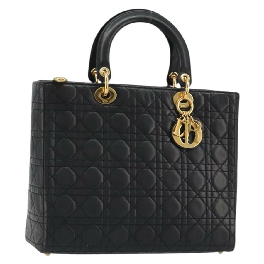 【日本直送】Christian Dior Lady Dior Canage 手袋,羊皮材質,黑色,金色,正品 bs35805V-0