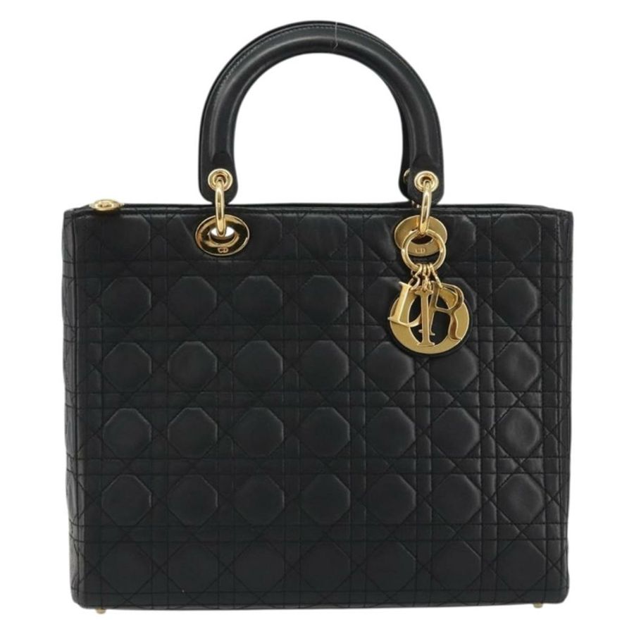 【日本直送】Christian Dior Lady Dior Canage 手袋,羊皮材質,黑色,金色,正品 bs35805V-1