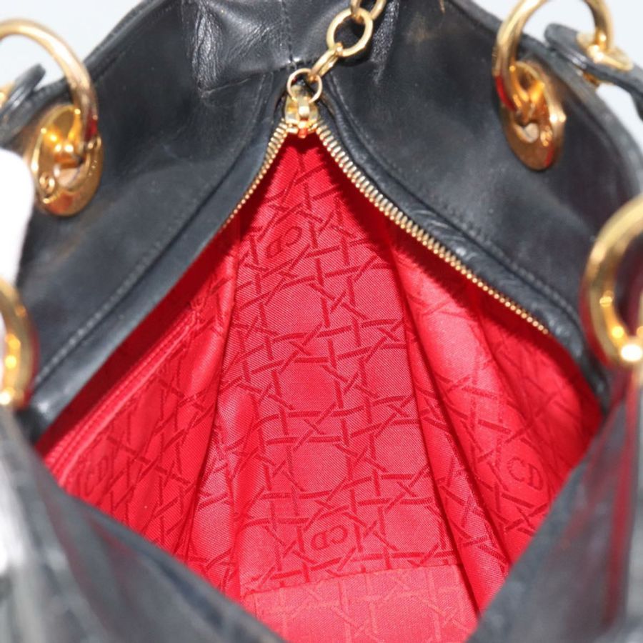 【日本直送】Christian Dior Lady Dior Canage 手袋,羊皮材質,黑色,金色,正品 bs35805V-17
